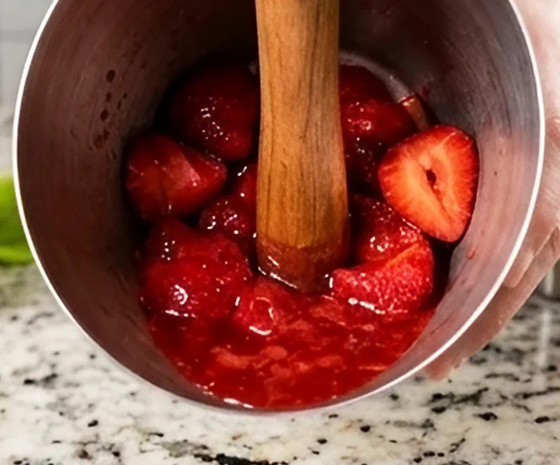Muddle the strawberries properly in the shaken version