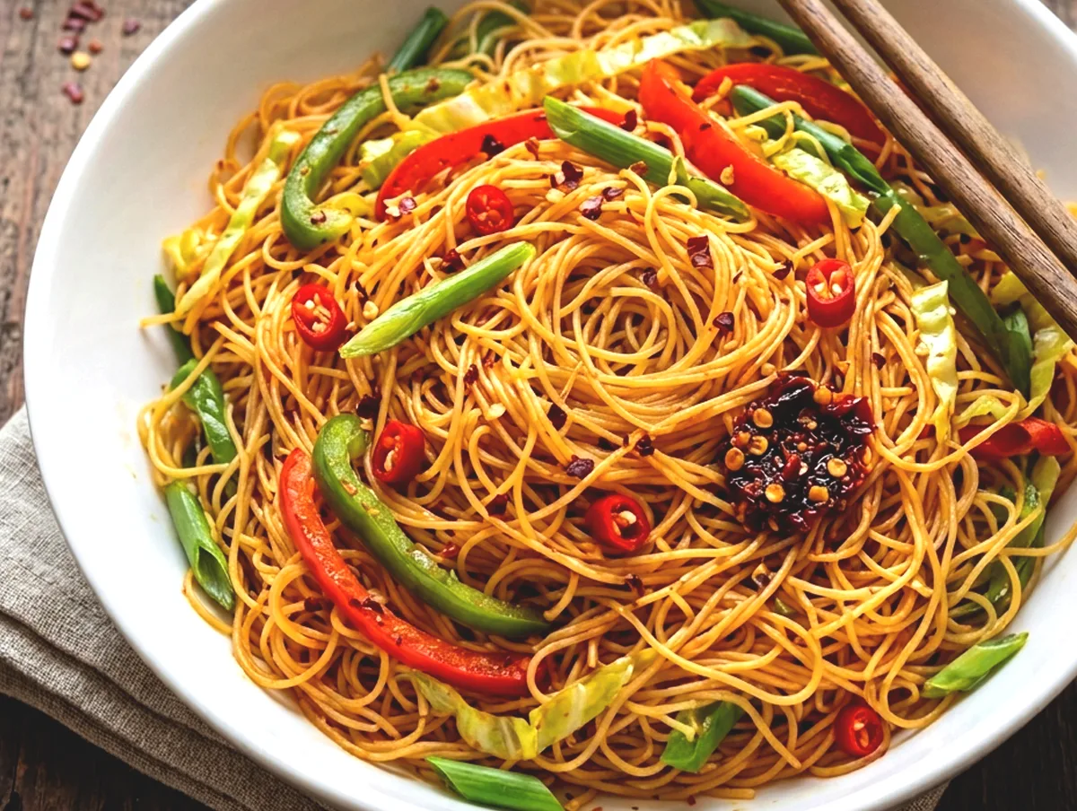 Spicy Singapore Noodles Recipe (Vegetarian)