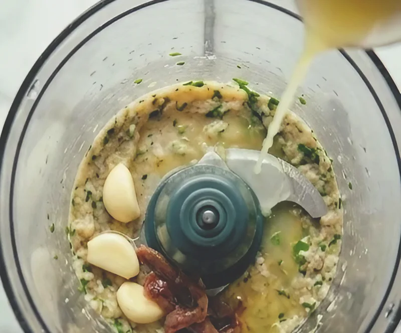 Blend the garlic and anchovy first, before the mayonnaise